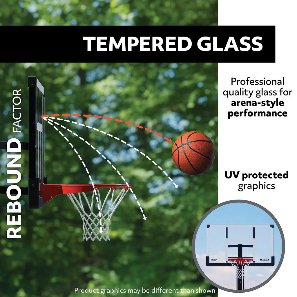 54-Inch Tempered Glass Portable Basketball Hoop with Mammoth Lift Adjustment & Ultra Rim - Model 90734-Outdoor Play