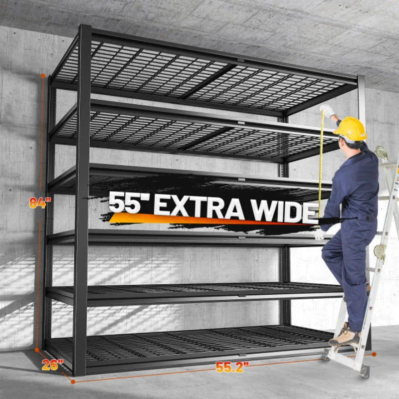 55"W X 84"H 3500LBS Garage Storage Shelves 6-Tier Adjustable Garage Shelving for Basement, Warehouse