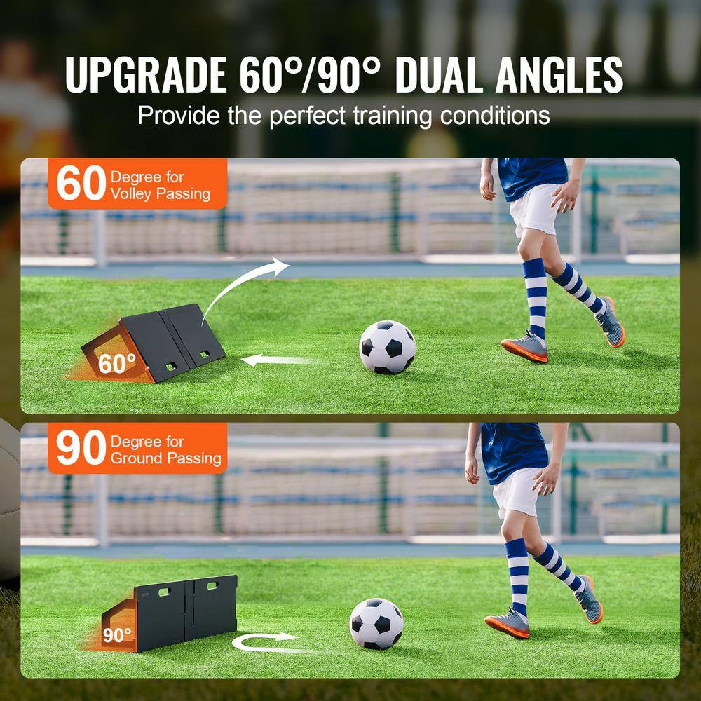 Soccer Rebounder Board, 45"X 13" Portable Soccer Wall with 2 Angles Rebound, Foldable HDPE Kickback Rebound Board