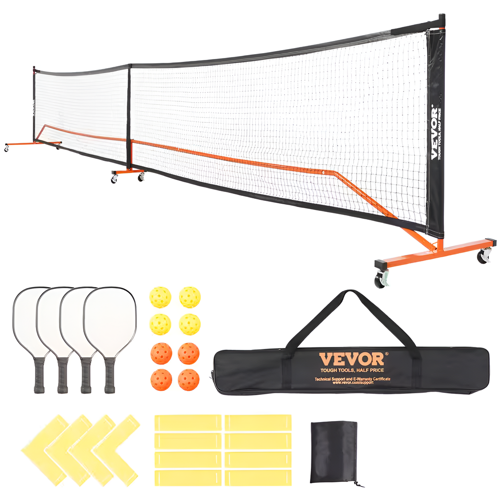 Pickleball Net Set 22 Ft. Pickleball System with Bags, Balls, Paddles, Wheels and Court Lines