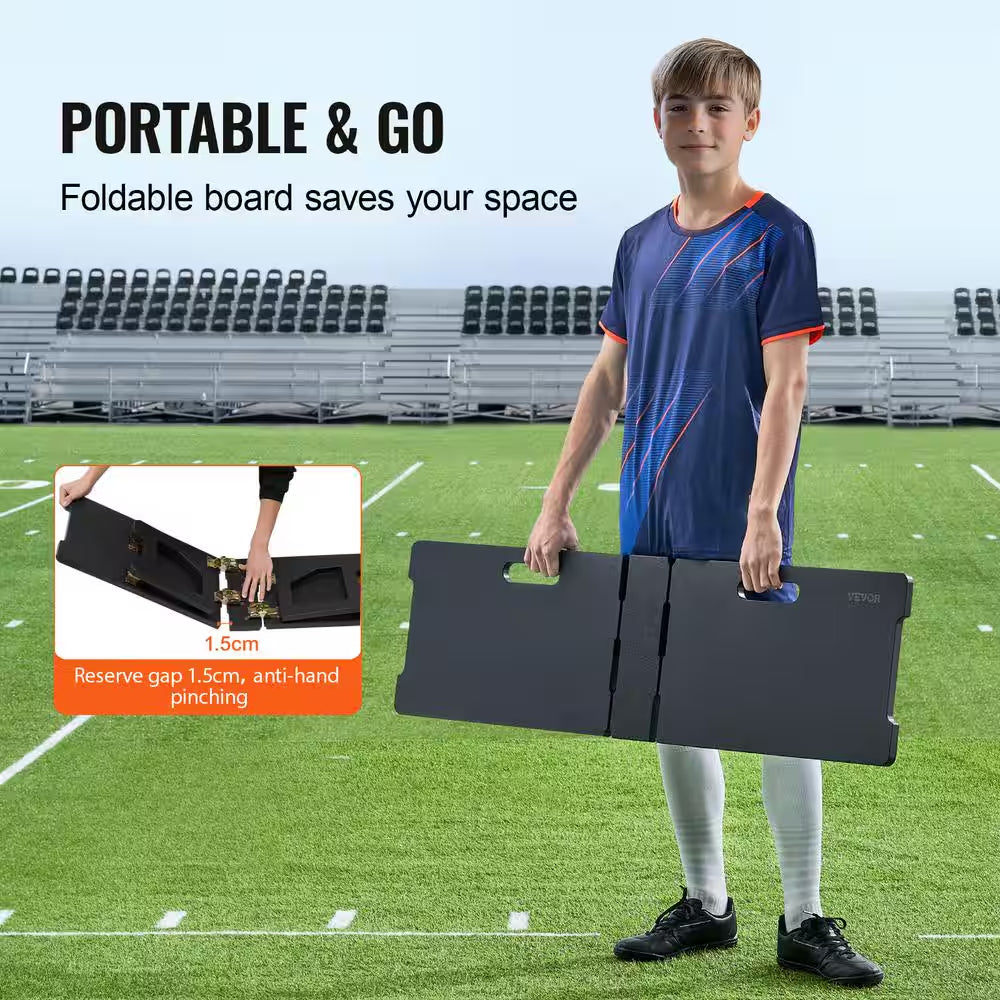 Soccer Rebounder Board, 45"X 13" Portable Soccer Wall with 2 Angles Rebound, Foldable HDPE Kickback Rebound Board