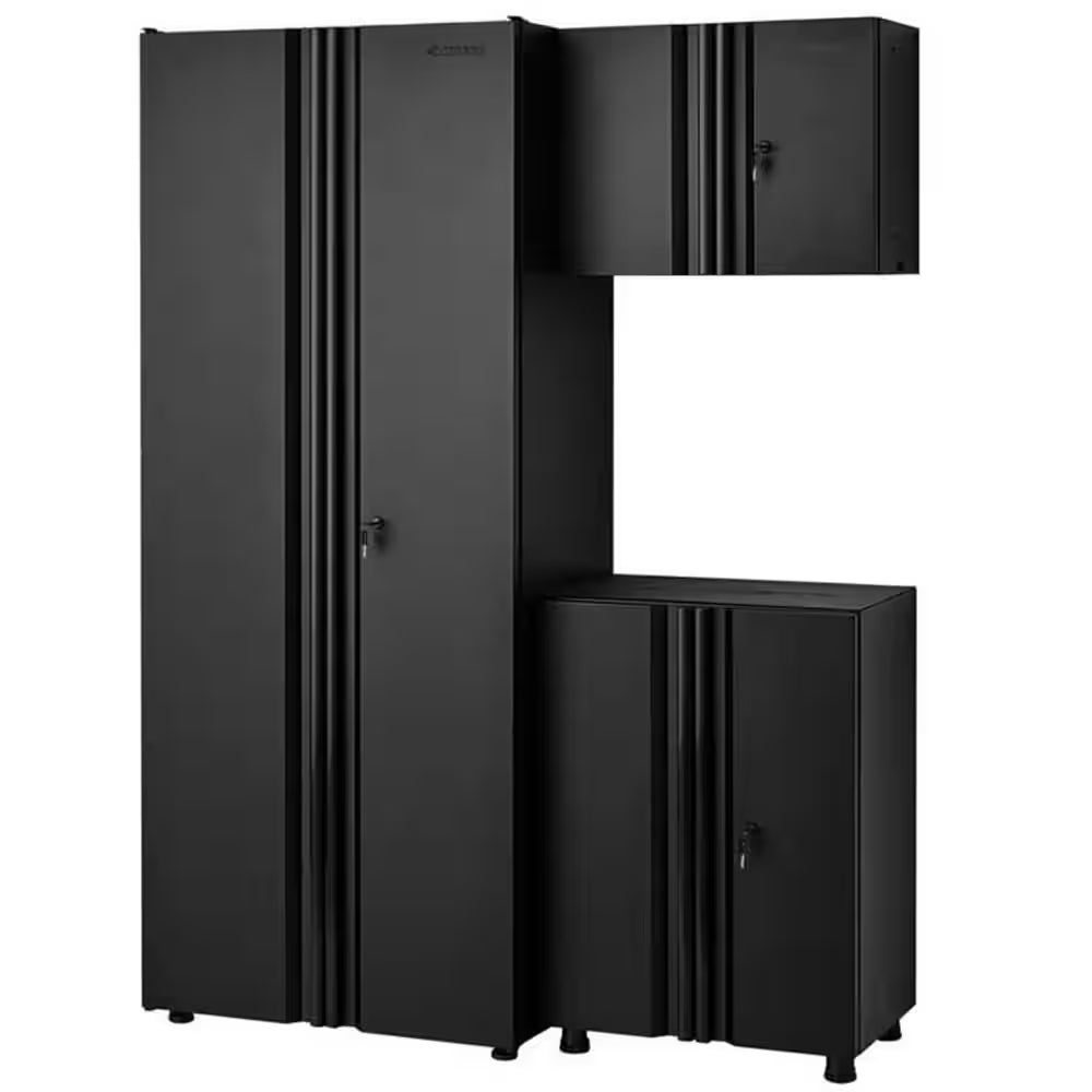 3-Piece Regular Duty Welded Steel Garage Storage System in Black