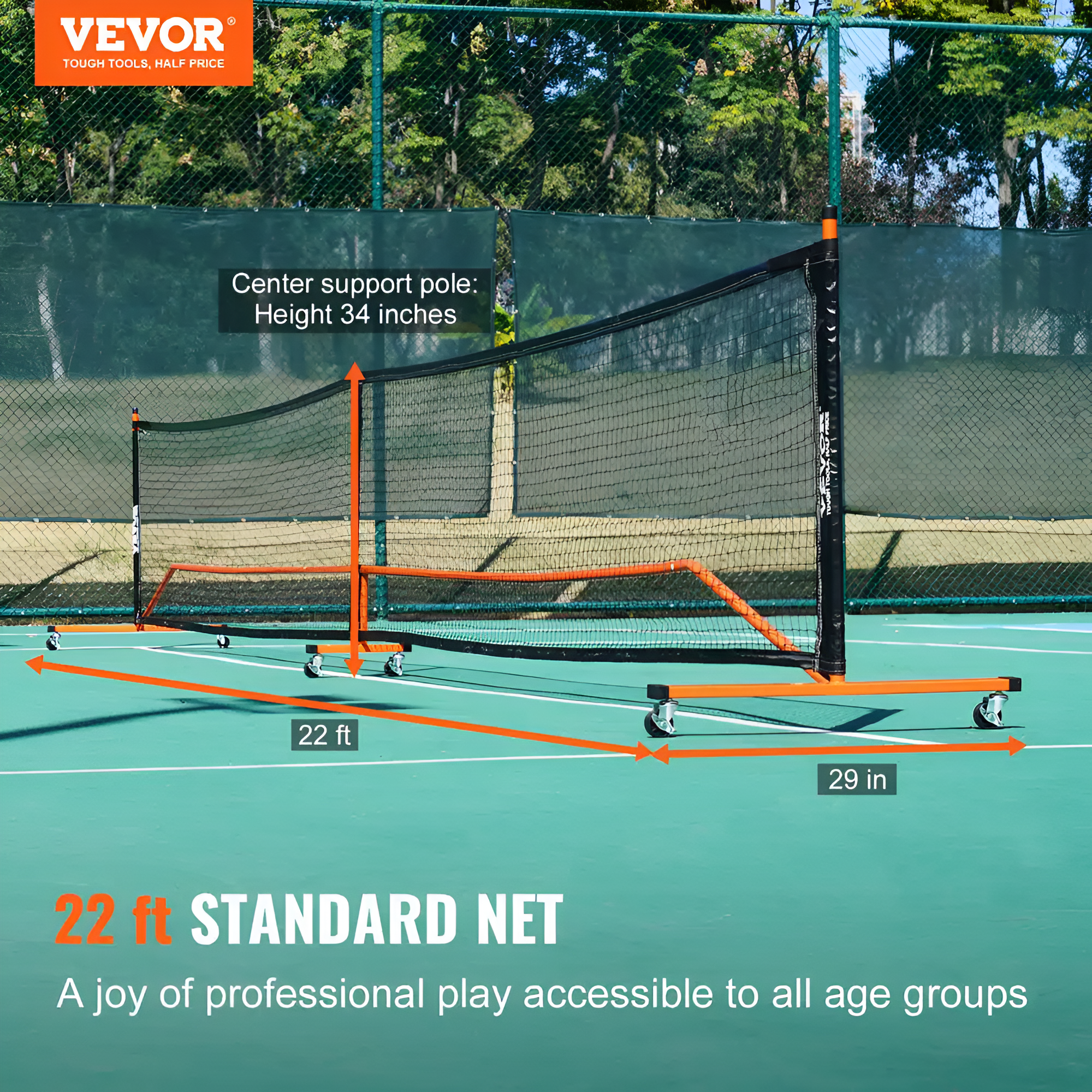 Pickleball Net Set 22 Ft. Pickleball System with Bags, Balls, Paddles, Wheels and Court Lines