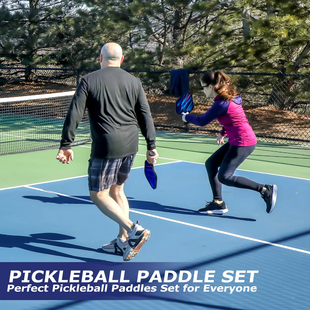 USAPA Approved Pickleball Paddles, Graphite Fiber Polypropylene Honeycomb Core , Pickle Ball Set with 2 Pickle Ball Rackets, 4 Balls and Backpack