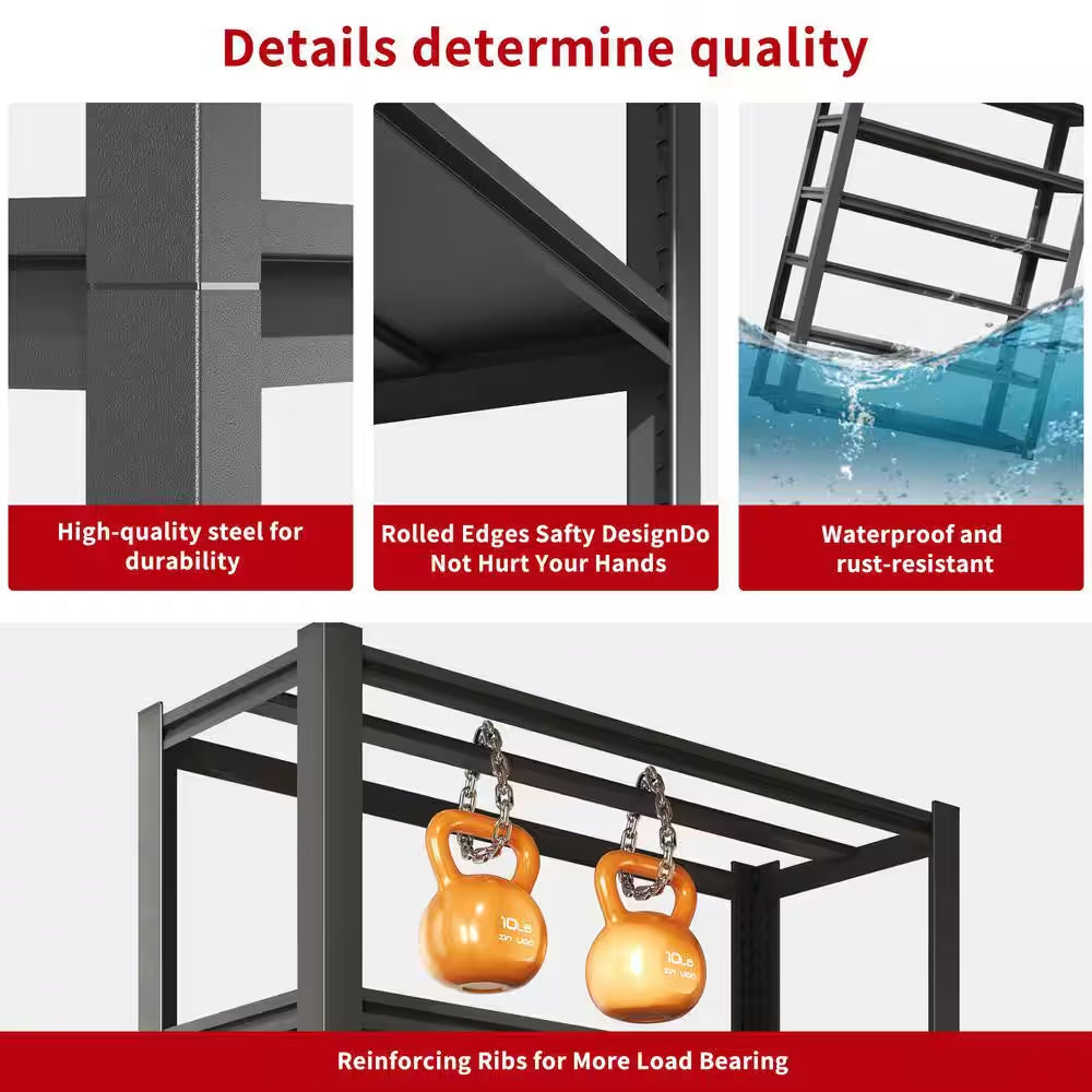 82 In.H 6-Tier Metal Shelves, 2400LBS Heavy Duty Adjustable Garage Shelf, Storage Shelves, Industrial Utility Rack-Black