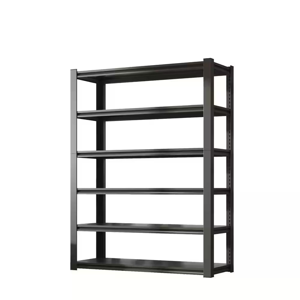 82 In.H 6-Tier Metal Shelves, 2400LBS Heavy Duty Adjustable Garage Shelf, Storage Shelves, Industrial Utility Rack-Black
