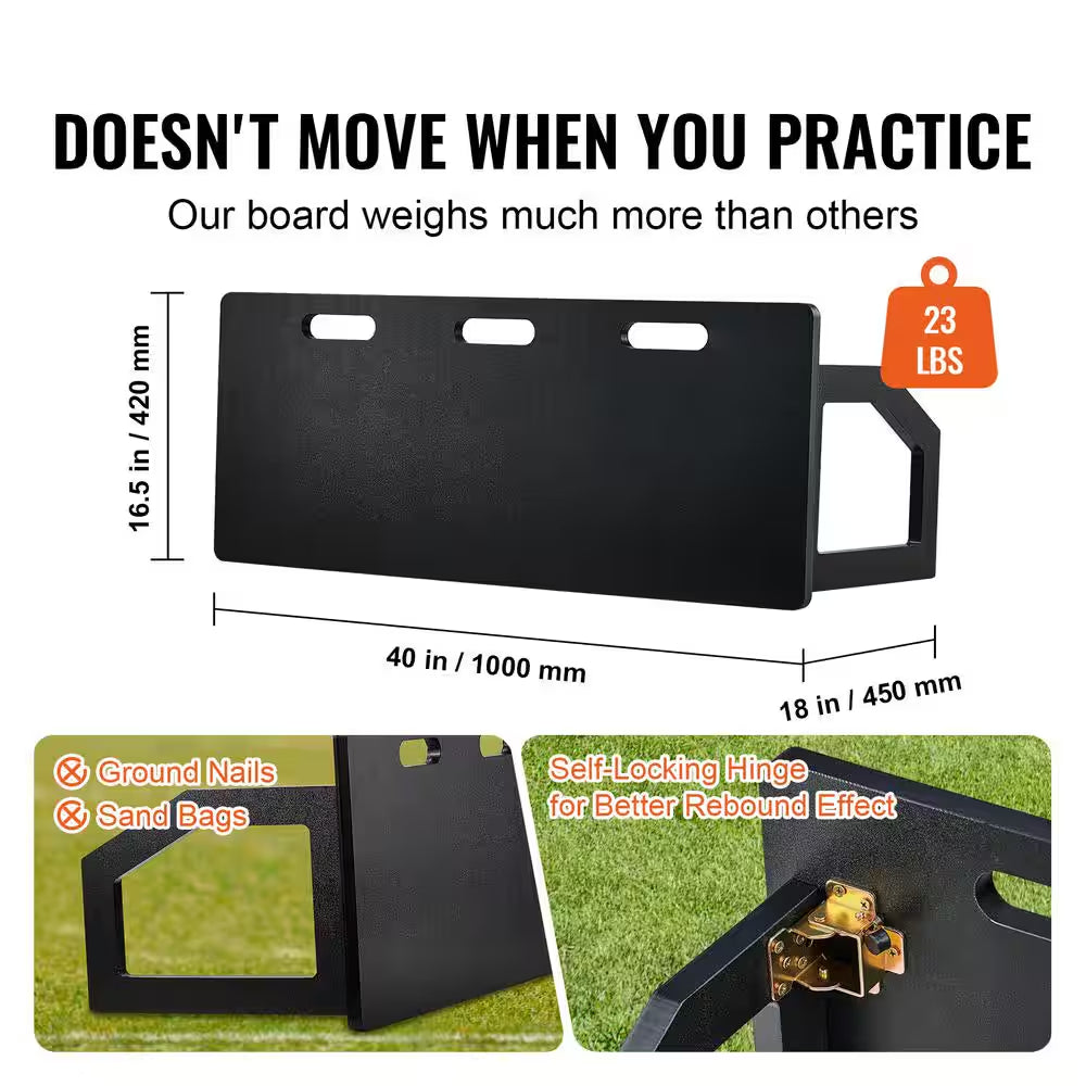 Soccer Rebounder Board, 45"X 13" Portable Soccer Wall with 2 Angles Rebound, Foldable HDPE Kickback Rebound Board