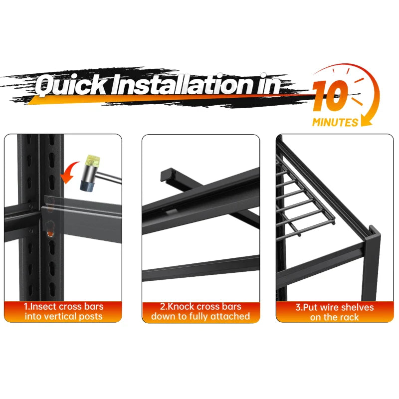 55"W X 84"H 3500LBS Garage Storage Shelves 6-Tier Adjustable Garage Shelving for Basement, Warehouse