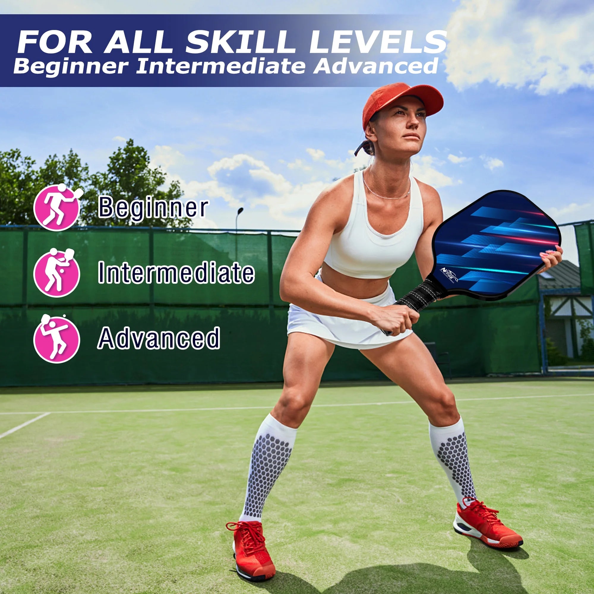USAPA Approved Pickleball Paddles, Graphite Fiber Polypropylene Honeycomb Core , Pickle Ball Set with 2 Pickle Ball Rackets, 4 Balls and Backpack