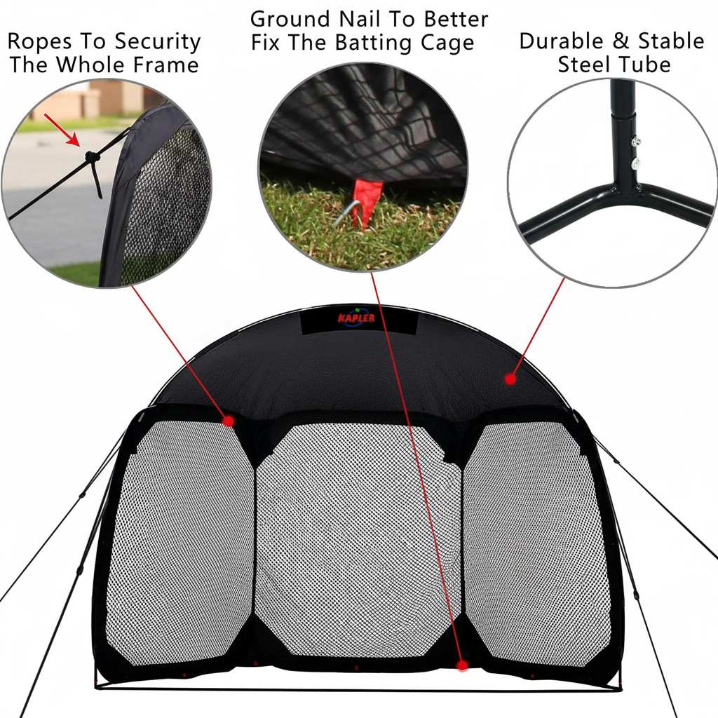 Batting Cage Baseball Softball Net，Pop up Batting Cage Backstop Net with Carry Bag，12'(L) X6'(W) X9.5'(H) Baseball Softball Batting Practice Cage Net