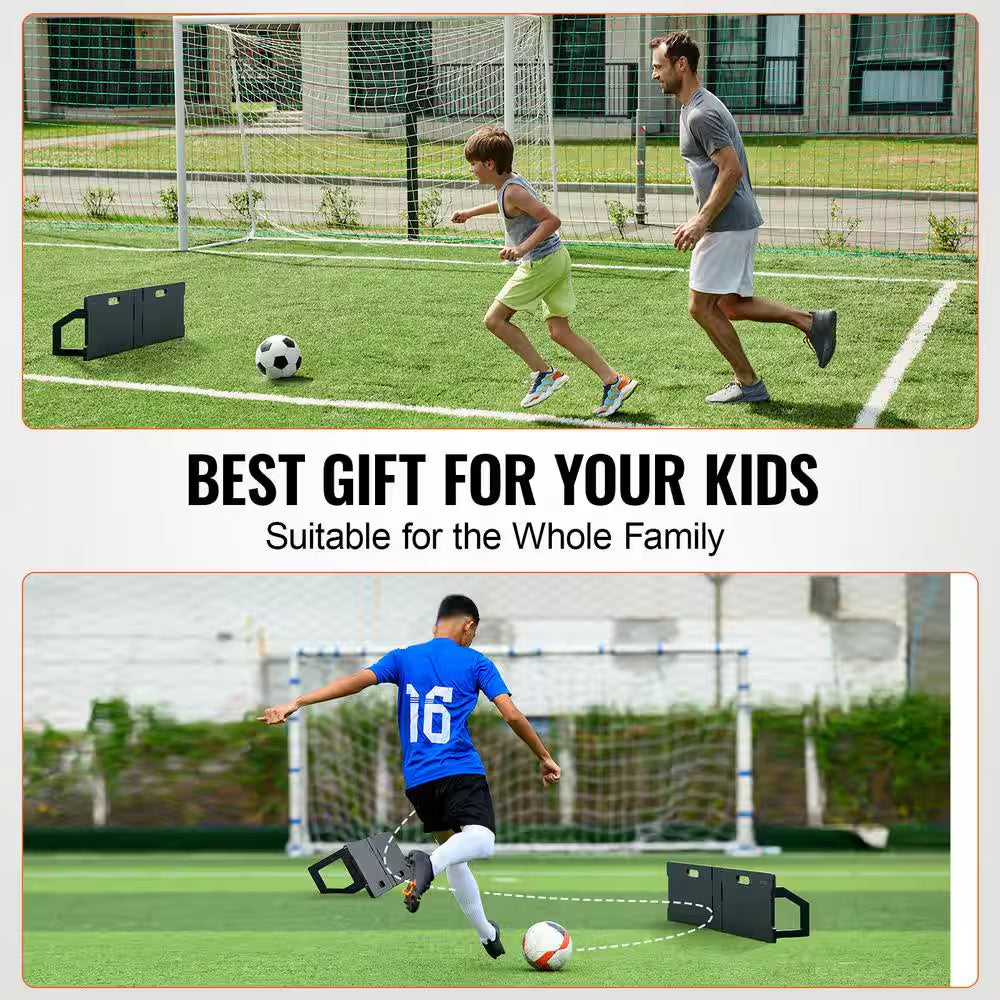 Soccer Rebounder Board, 45"X 13" Portable Soccer Wall with 2 Angles Rebound, Foldable HDPE Kickback Rebound Board