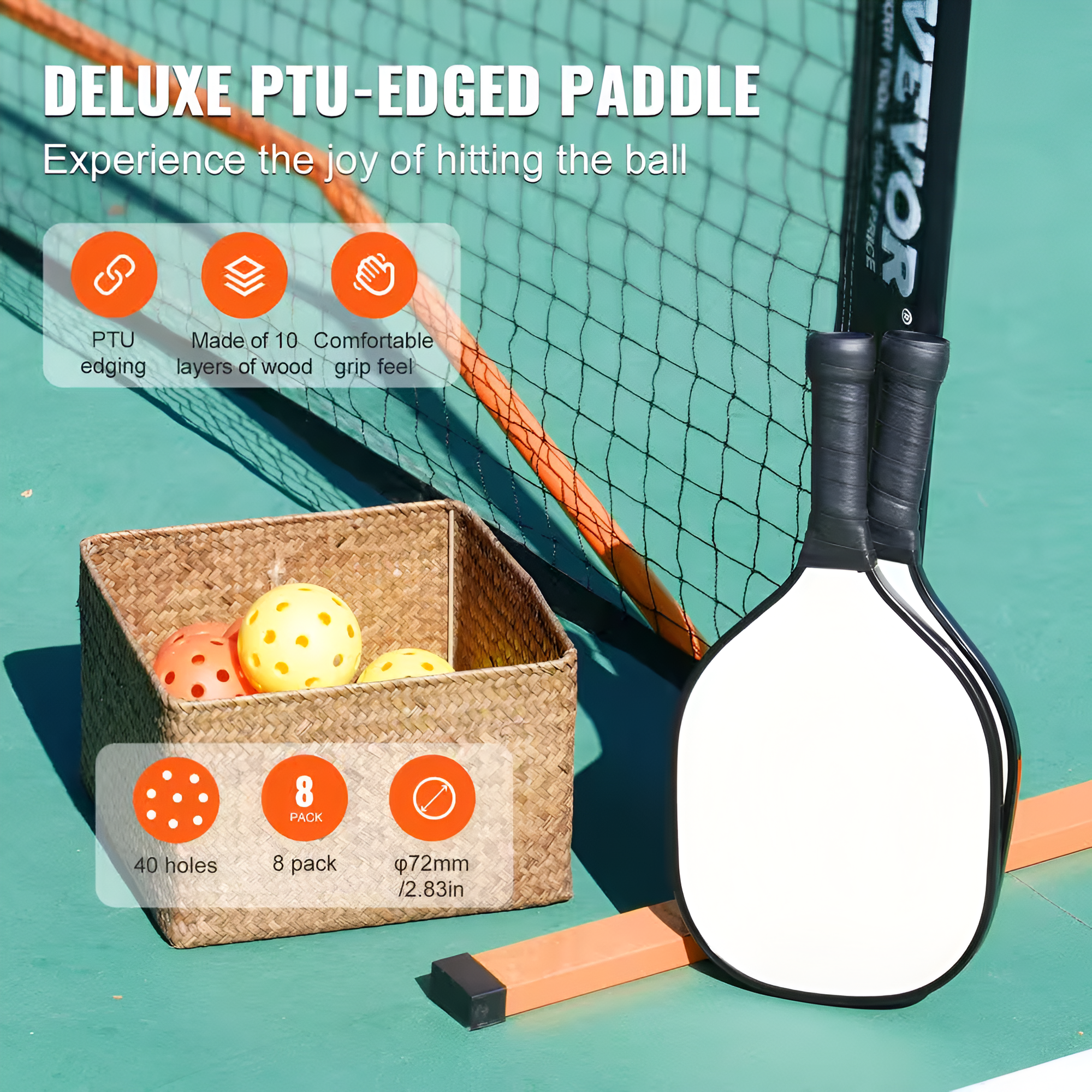 Pickleball Net Set 22 Ft. Pickleball System with Bags, Balls, Paddles, Wheels and Court Lines