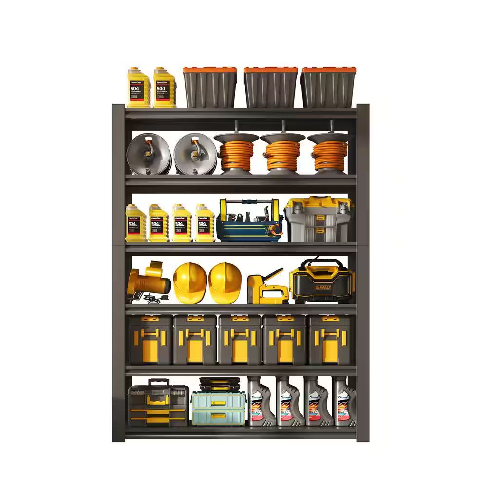 82 In.H 6-Tier Metal Shelves, 2400LBS Heavy Duty Adjustable Garage Shelf, Storage Shelves, Industrial Utility Rack-Black
