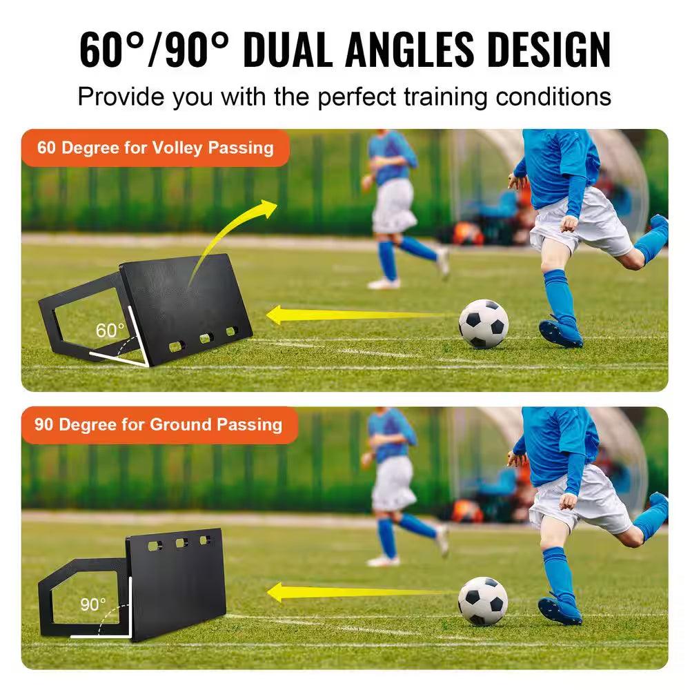 Soccer Rebounder Board, 40 X 16 Portable Soccer Wall with 2 Angles Rebound, Foldable HDPE Kickback Rebound Board