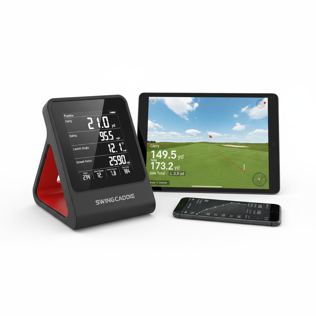 SC4 PRO Golf Launch Monitor & 3D Driving Range Simulator for Indoor and Outdoor Use | Portable Golf Swing Analyzer & Golf Tracker with Built-In Screen | No Fees