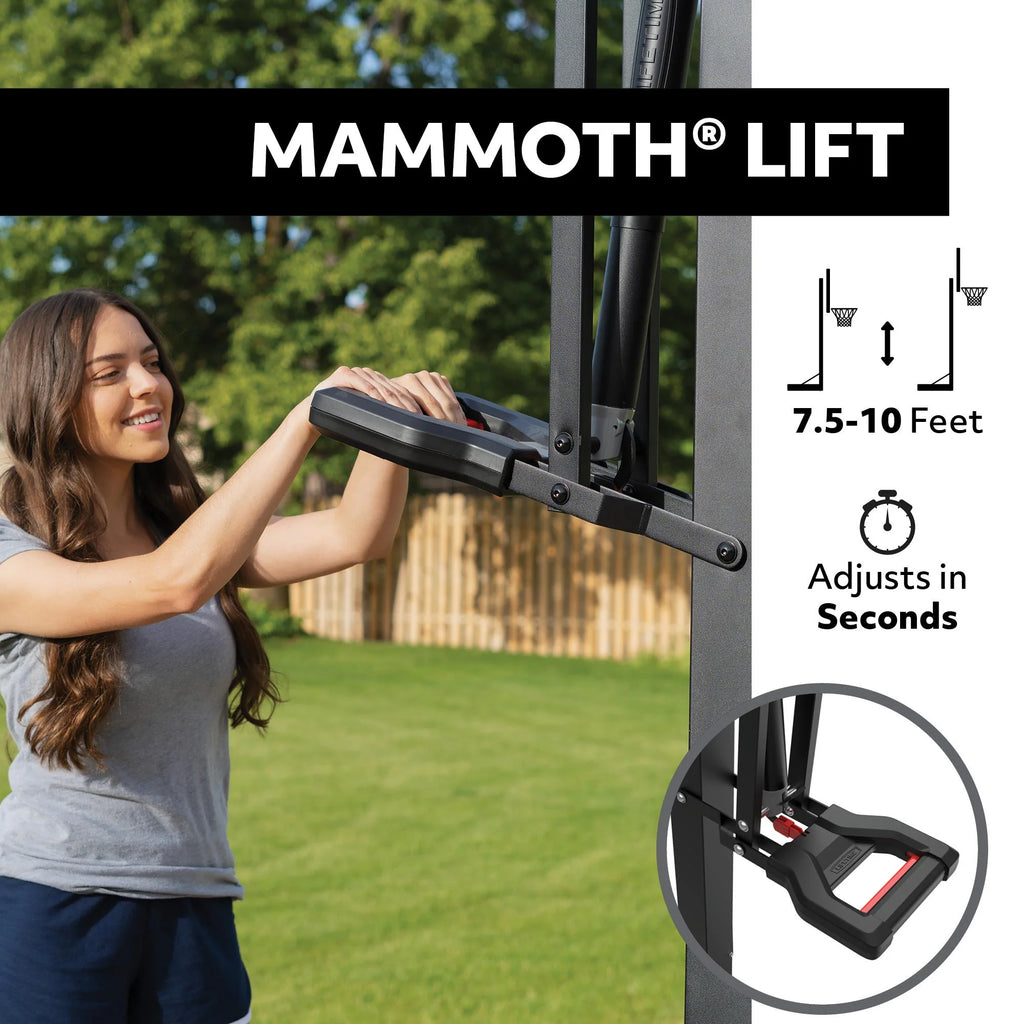 54-Inch Tempered Glass Portable Basketball Hoop with Mammoth Lift Adjustment & Ultra Rim - Model 90734-Outdoor Play
