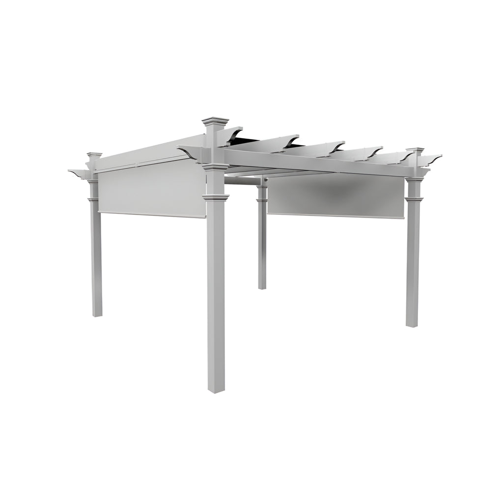 144"L X 144"W X 106"H Vinyl Monterey Canopy Pergola, White, VA42073