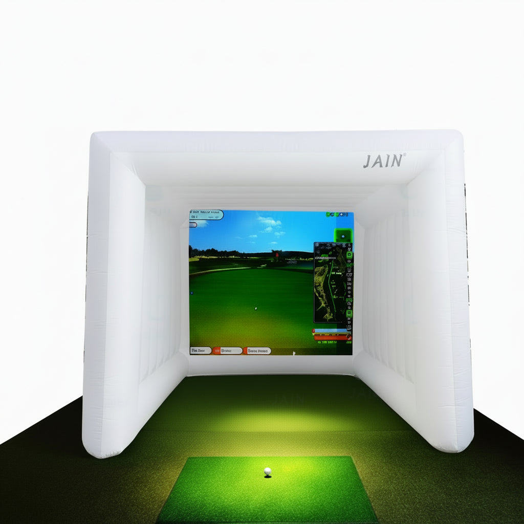 Stock！Inflatable Golf Sim Room Swing Golf Practice Cage with Built-In Fan,Oxford Cloth,Golf Simulator Enclosures
