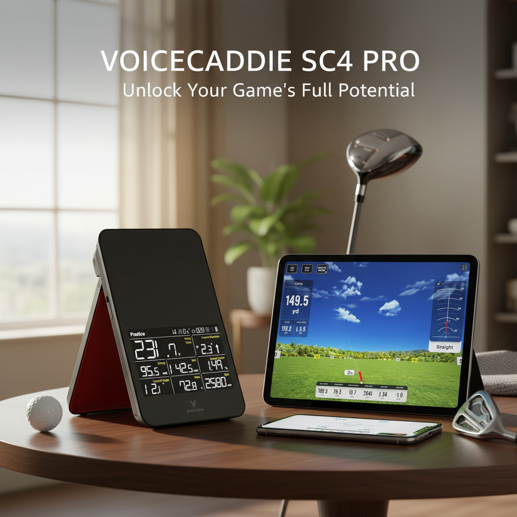 SC4 PRO Golf Launch Monitor & 3D Driving Range Simulator for Indoor and Outdoor Use | Portable Golf Swing Analyzer & Golf Tracker with Built-In Screen | No Fees