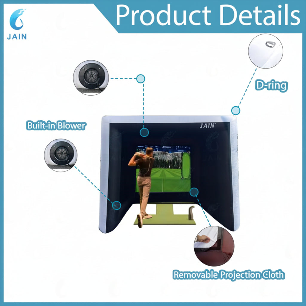Stock！Inflatable Golf Sim Room Swing Golf Practice Cage with Built-In Fan,Oxford Cloth,Golf Simulator Enclosures